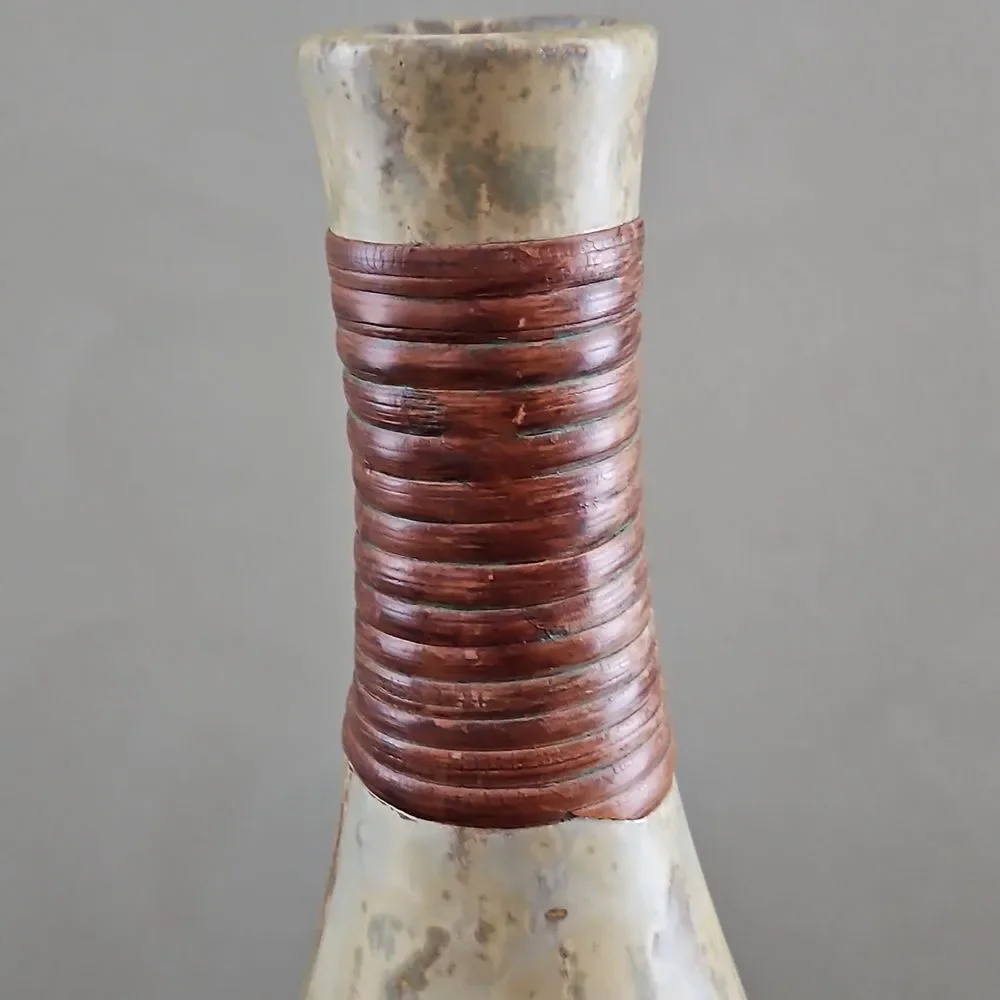 Pier 1 Cream and Brown Ceramic Decorative Vase